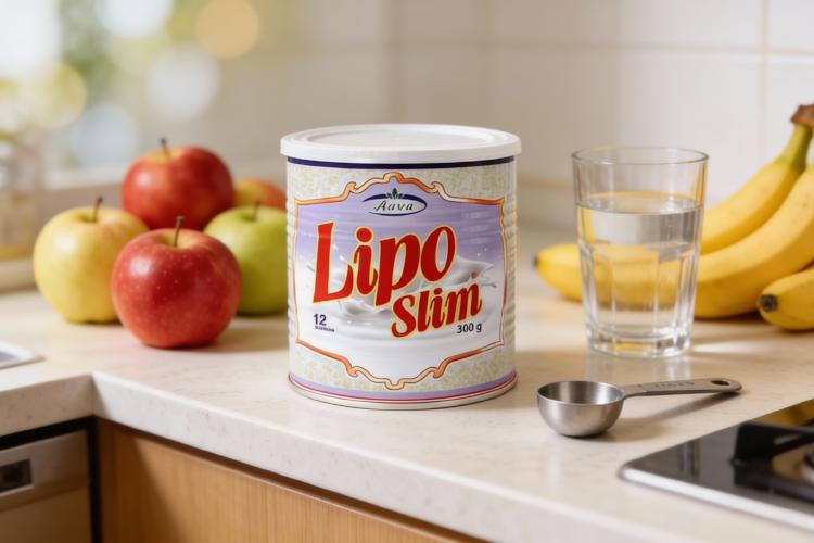 پودر لیپو اسلیم در کنار میوه های تازه برای کاهش وزن و سلامت